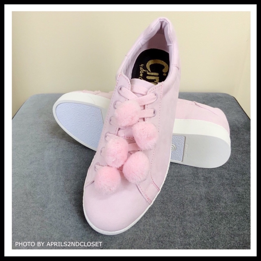 SAM EDELMAN PINK VEGAN SUEDE POM POM SNEAKERS A3C - Picture 5 of 8